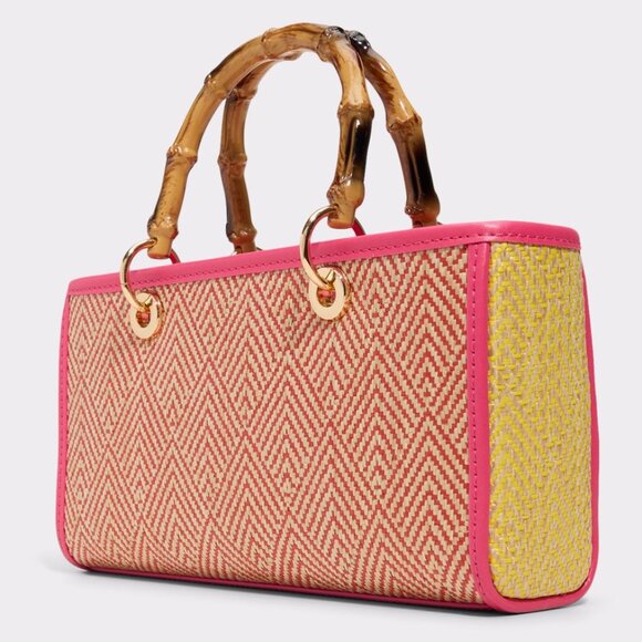 NWT Disco Retro Style Satchel Bag With Removable Crossbody Strap Pink Brown - Picture 3 of 5